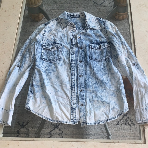 CHARLOTTE RUSSE Blue Acid Wash Denim Top XS - Picture 1 of 3